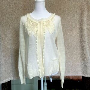 NEW with tags Anthropologie Knitted and Knotted Cardigan Cream Size Medium